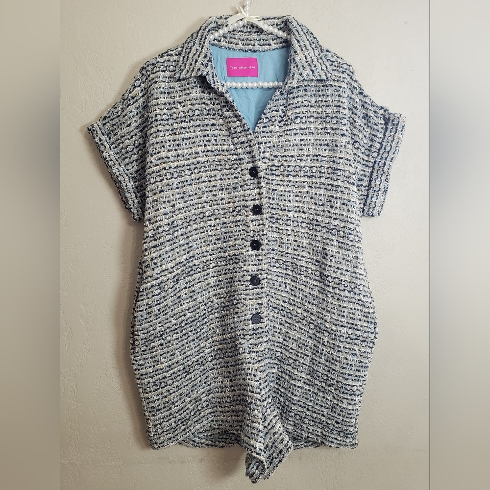 TIME AFTER TIME Tweed Blue Romper